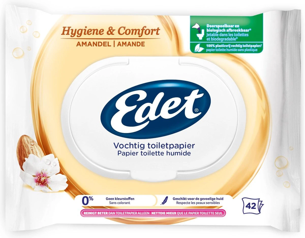 Edet Vochtig Toiletpapier - 7 Stuks - Amandel 3 Edet Vochtig Toiletpapier - 7 Stuks - Amandel