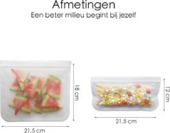 Merkloos Siliconen Vershoudzakken - 10 Stuks - Diepvrieszakken - Lekvrij - Boterhamzak Herbruikbaar - Bewaarzakjes - Duurzaam - Hersluitbaar -Huishoudelijke Artikelen Winkel 1200x938 1