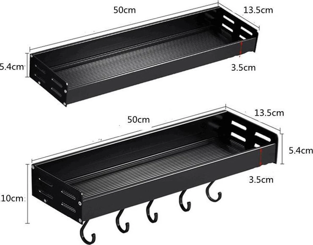 Merkloos TDR - Kruidenrek - Ophangbaar - Inclusief 6 Verplaatsbare Haken Voor Keukengereedschap - 50 Cm - Zwart 7 Merkloos TDR - Kruidenrek - Ophangbaar - Inclusief 6 Verplaatsbare Haken Voor Keukengereedschap - 50 Cm - Zwart - Afbeelding 5