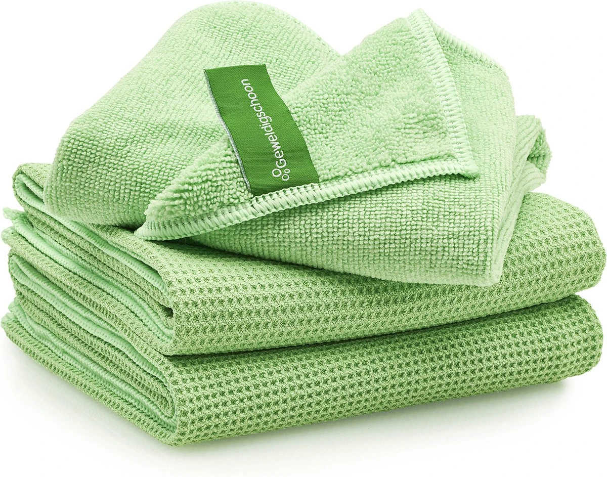 Geweldigschoon Groene Microvezel Raamdoekenset Bestaande Uit 1 Schoonmaakdoek + 2 Droogdoeken (raamdoeken, Raamset) 3 Geweldigschoon Groene Microvezel Raamdoekenset Bestaande Uit 1 Schoonmaakdoek + 2 Droogdoeken (raamdoeken, Raamset)