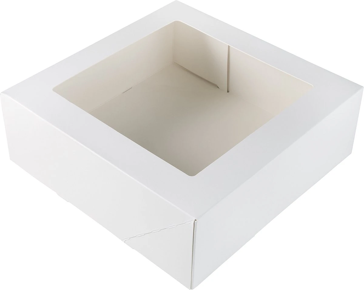 Taartdoos Met Venster 26x26x9cm. Wit 3st 3 Taartdoos Met Venster 26x26x9cm. Wit 3st