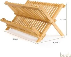 Budu Afdruiprek - Afdruiprekje Van Bamboe Hout - Afdruiprek Voor Afwas - Vaatwasrek - Keukenrek - Inklapbaar - Opvouwbaar - -Huishoudelijke Artikelen Winkel 1200x963 1