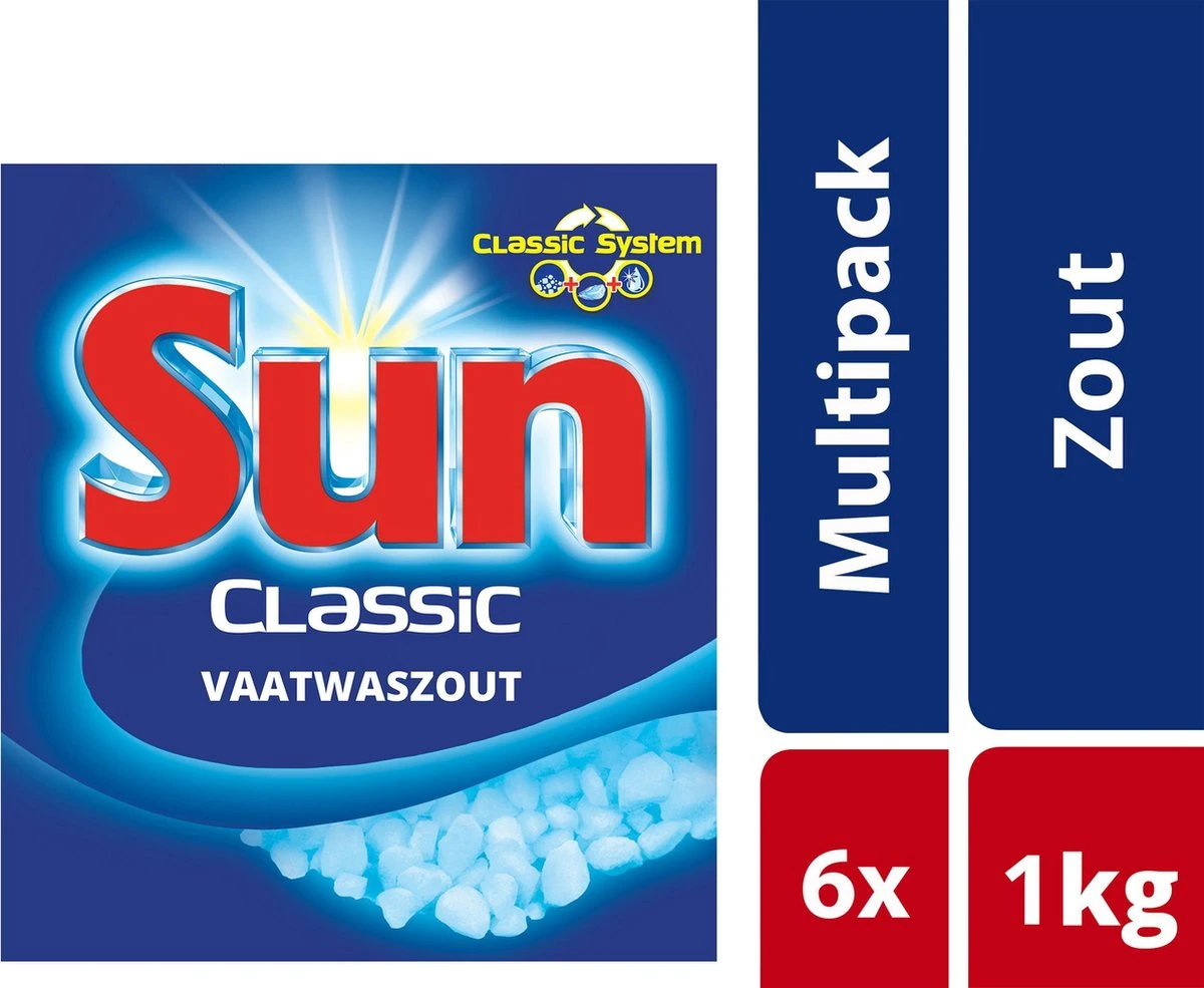 Sun - Vaatwaszout - 6 X 1 Kg - Zout - Voordeelverpakking