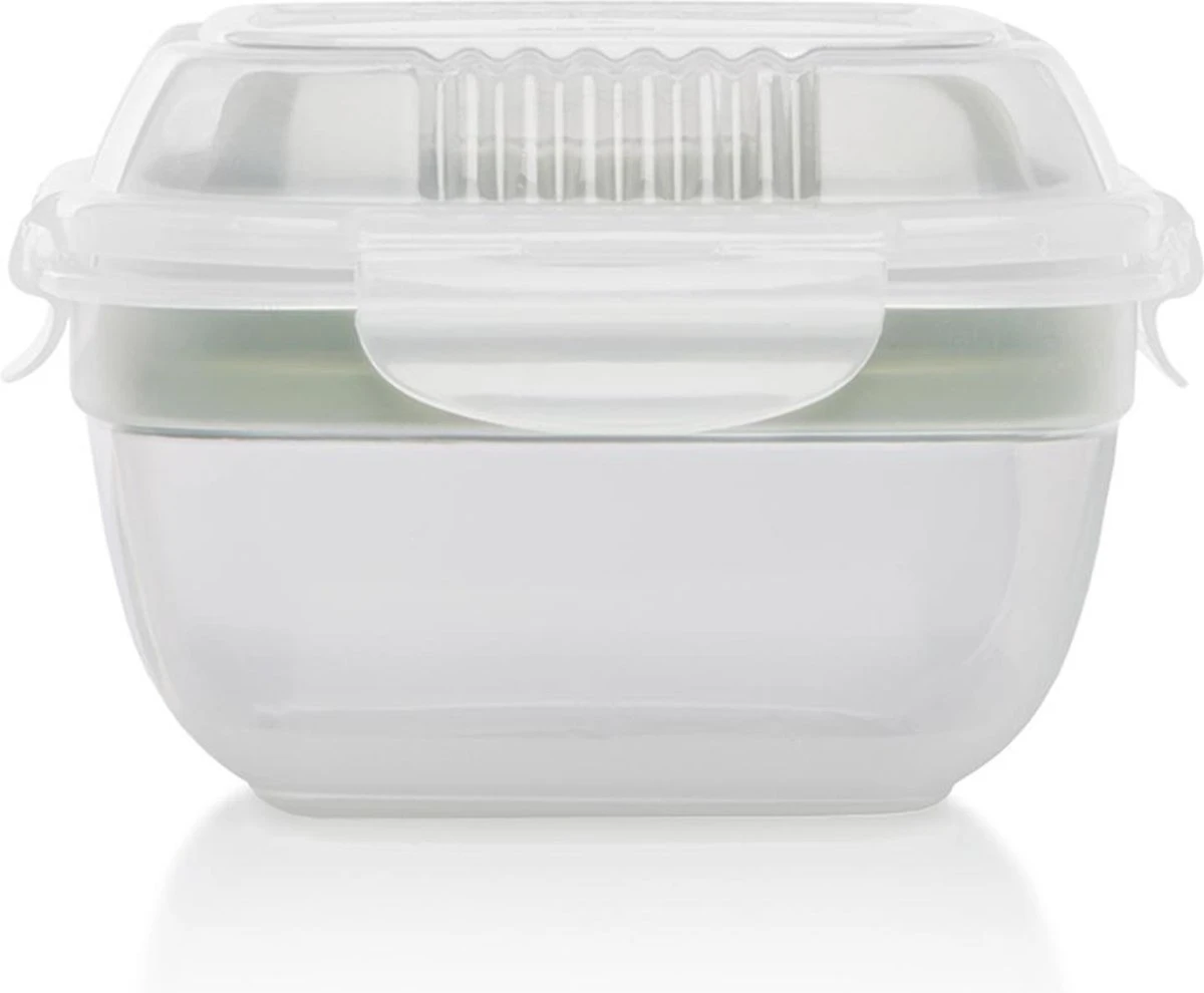 Lock&Lock Saladebox - Salade Lunchbox To Go - Salade To Go - 950 Ml - Lekvrij - Met Verdeelvakjes - Groen 4 Lock&Lock Saladebox - Salade Lunchbox To Go - Salade To Go - 950 Ml - Lekvrij - Met Verdeelvakjes - Groen - Afbeelding 2