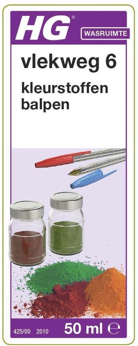 HG Vlekweg 6 - 50ml- Voor O.a. Vlekken Van Ballpoint & Hardnekkige Kleurstoffen 4 HG Vlekweg 6 - 50ml- Voor O.a. Vlekken Van Ballpoint & Hardnekkige Kleurstoffen - Afbeelding 2