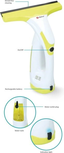 Alpina Elektrische Ramenwasser - Ruitenreiniger 635GR - Oplaadbare Raamtrekker - 3,7V Lithiumbatterij - Batterijduur 30 Minuten - 70ML Waterreservoir - Wit/Geel 15 Alpina Elektrische Ramenwasser - Ruitenreiniger 635GR - Oplaadbare Raamtrekker - 3,7V Lithiumbatterij - Batterijduur 30 Minuten - 70ML Waterreservoir - Wit/Geel -Huishoudelijke Artikelen Winkel 502x1200