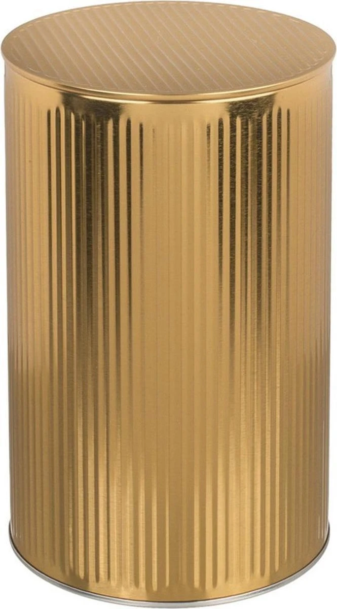 Out Of The Blue Set Van 2x Stuks Opslagboxen/voorraadblikken Met Klik-deksel Geel/goud Kleurig Van Tin-metaal Met Formaat 11 X 17,6 Cm 4 Out Of The Blue Set Van 2x Stuks Opslagboxen/voorraadblikken Met Klik-deksel Geel/goud Kleurig Van Tin-metaal Met Formaat 11 X 17,6 Cm - Afbeelding 2