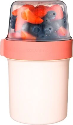 Lock&Lock Yoghurtbeker - Yoghurt Beker To Go - Muesli Beker To Go - Lunchpot - Lunchbeker - Medium - 560 Ml + 310 Ml - Roze