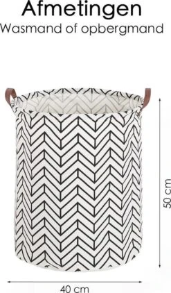 Merkloos Wasmand - Opbergzak - 60L - Waterproof - Zwart/wit -Huishoudelijke Artikelen Winkel 703x1200