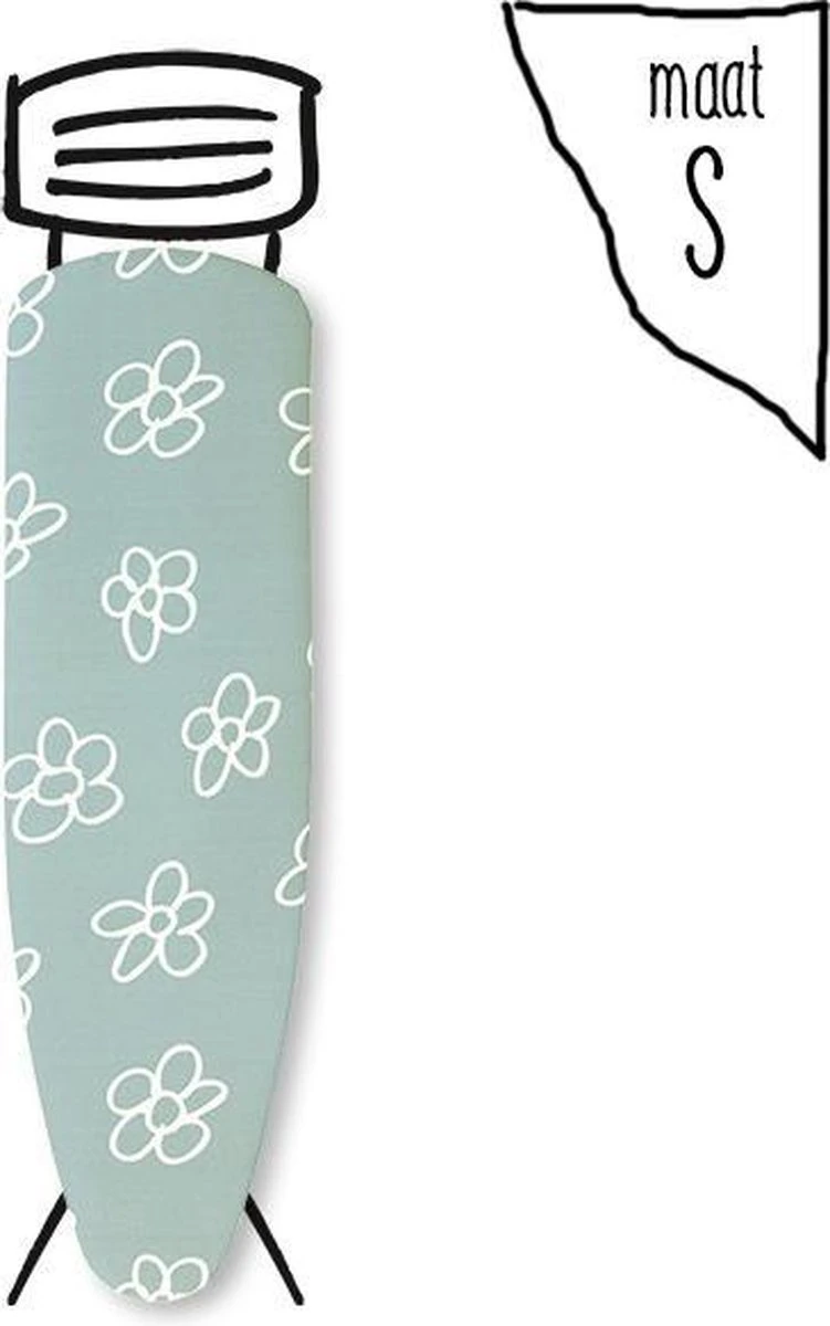 Strijkhoes Groen Met Witte Bloemen - Maat S 3 Strijkhoes Groen Met Witte Bloemen - Maat S