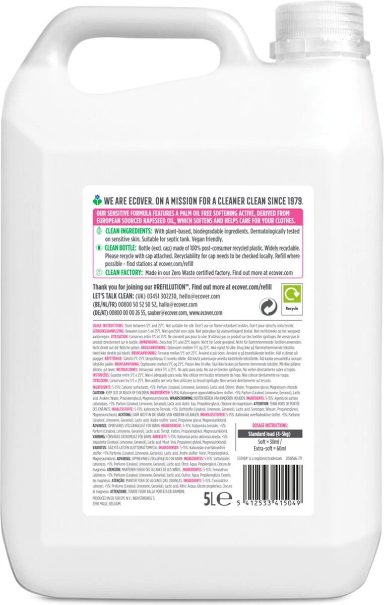 Ecover Wasverzachter - Appelbloesem & Amandel - 5L 7 Ecover Wasverzachter - Appelbloesem & Amandel - 5L - Afbeelding 5