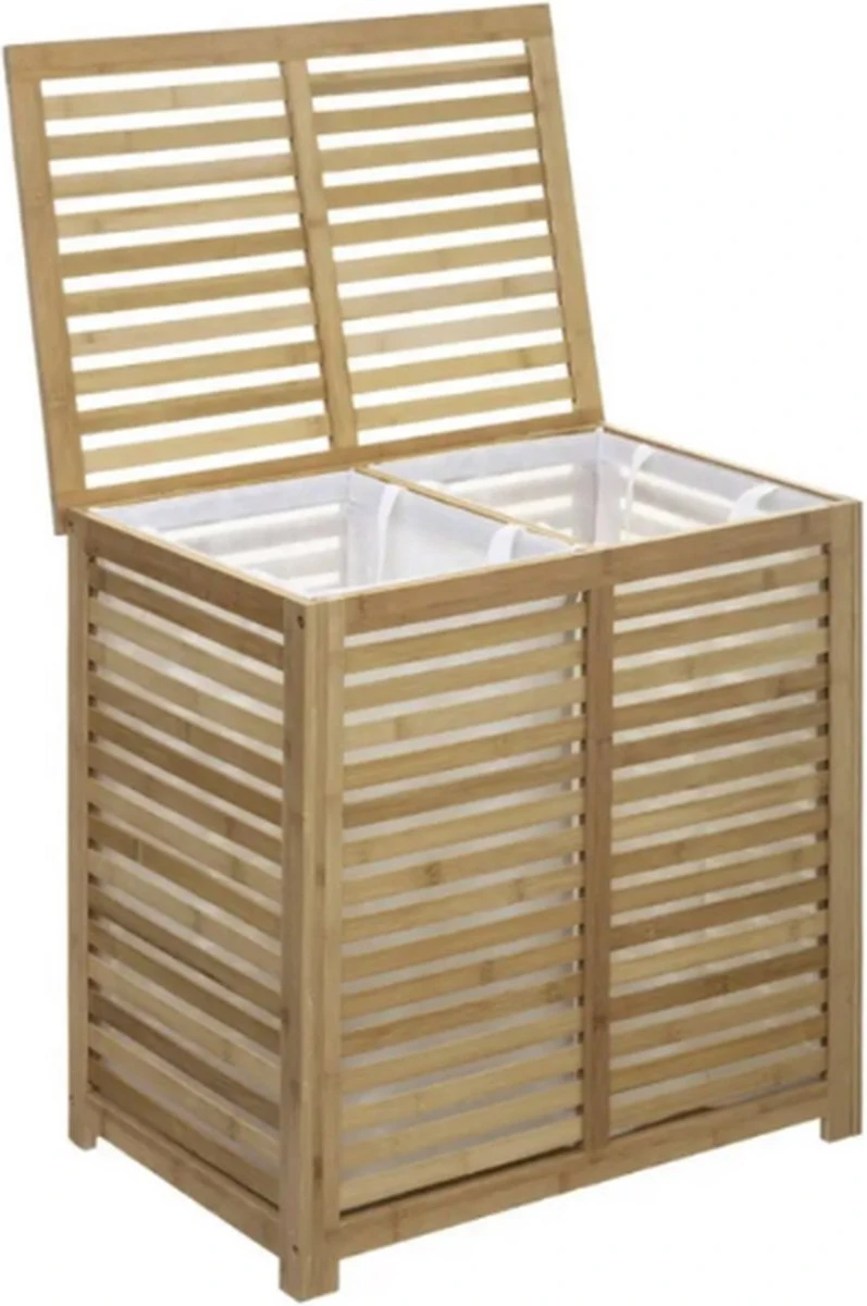 Merkloos Bamboe Wasmand XL Dubbel - Rieten Mand Met Deksel - 60 X 40 X 58 Cm 3 Merkloos Bamboe Wasmand XL Dubbel - Rieten Mand Met Deksel - 60 X 40 X 58 Cm