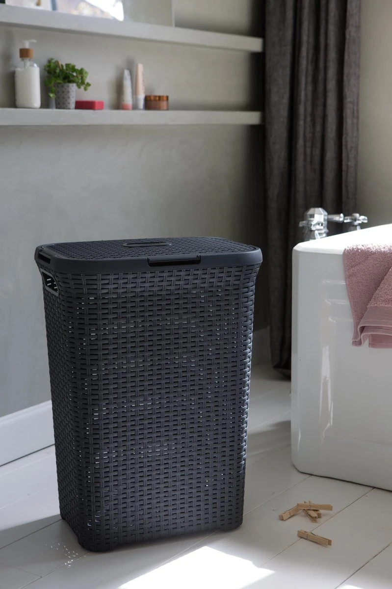 Curver Style Wasmand Met Deksel - 60L - Antraciet 8 Curver Style Wasmand Met Deksel - 60L - Antraciet - Afbeelding 6