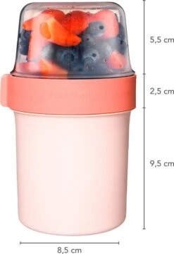 Lock&Lock Yoghurtbeker - Yoghurt Beker To Go - Muesli Beker To Go - Lunchpot - Lunchbeker - Medium - 560 Ml + 310 Ml - Roze -Huishoudelijke Artikelen Winkel 820x1200