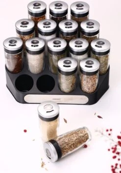 Merkloos Decopatent® Kruidenrek Incl. 16 Glazen Kruiden Potjes - Rvs Strooideksel - Staand Kruiden & Specerijen Rek - Kruidenpotjes Glas -Huishoudelijke Artikelen Winkel 840x1200 1