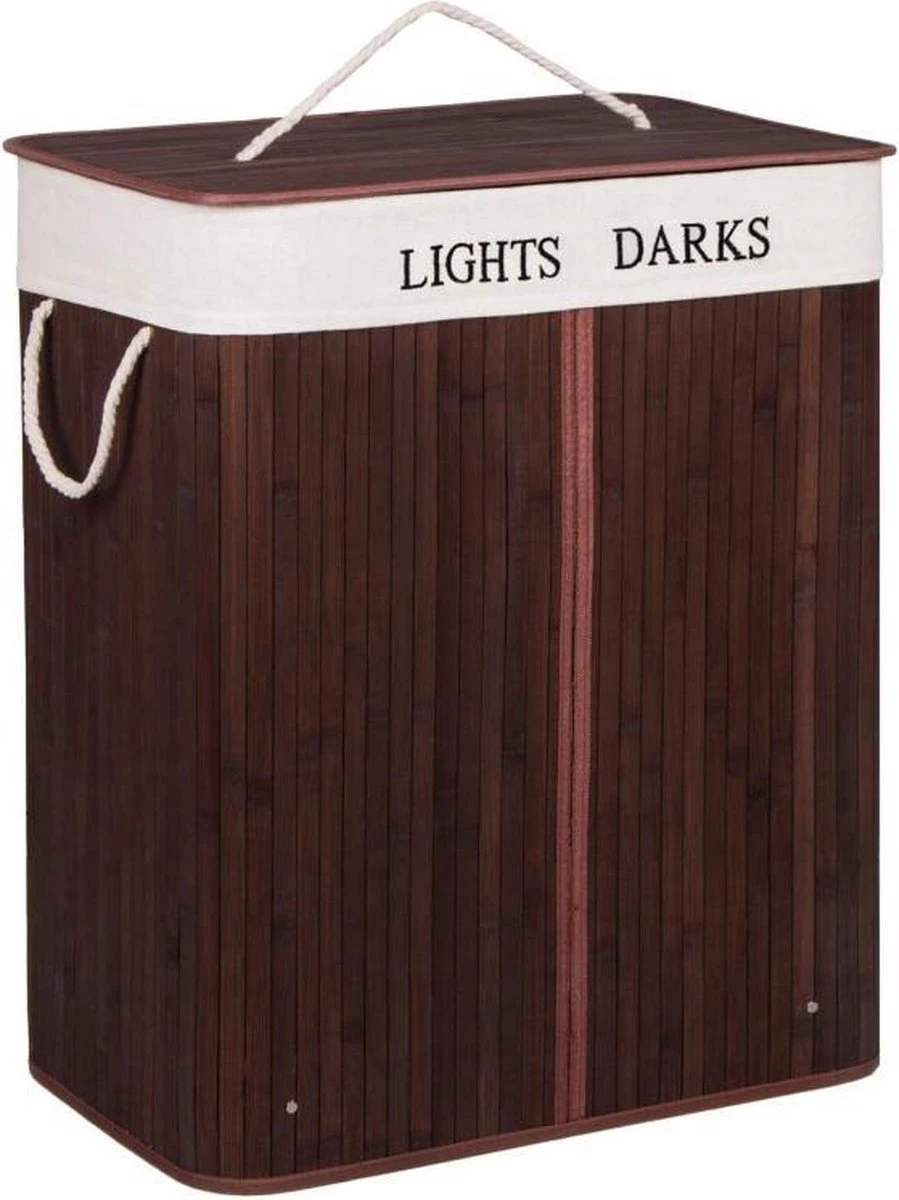 Springos Dubbele Wasmand | 2 Vakken Met Deksel | Opvouwbaar | 100 Liter | Met Uitneembare Waszak | Wasmand | Bruin 3 Springos Dubbele Wasmand | 2 Vakken Met Deksel | Opvouwbaar | 100 Liter | Met Uitneembare Waszak | Wasmand | Bruin