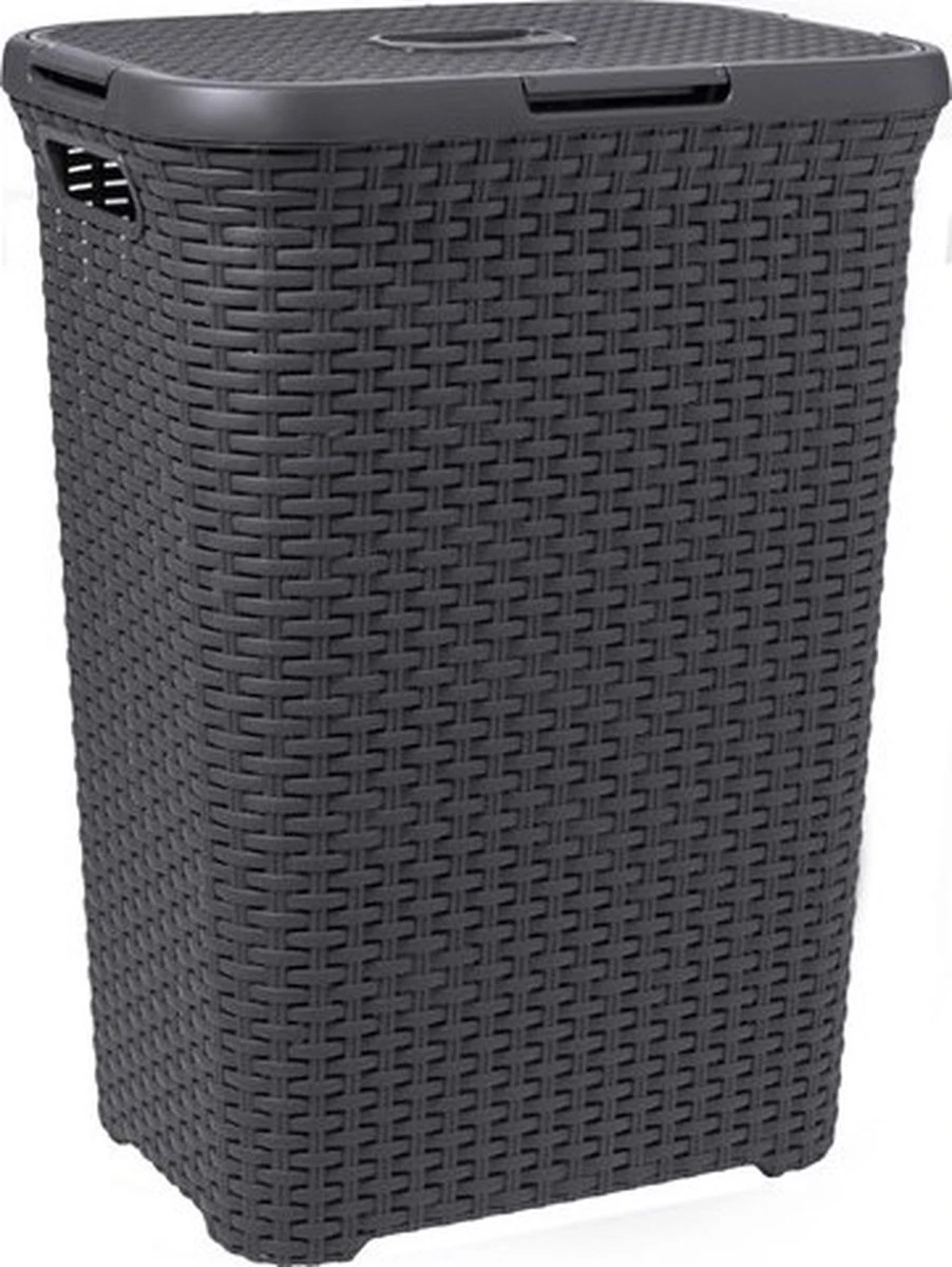 Curver Style Wasmand Met Deksel - 60L - Antraciet 4 Curver Style Wasmand Met Deksel - 60L - Antraciet - Afbeelding 2