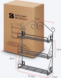 KitchenBrothers Kruidenrek - Staand En Ophangbaar - Voor 21 Potjes - 3 Laags - Metaal -Huishoudelijke Artikelen Winkel 945x1200