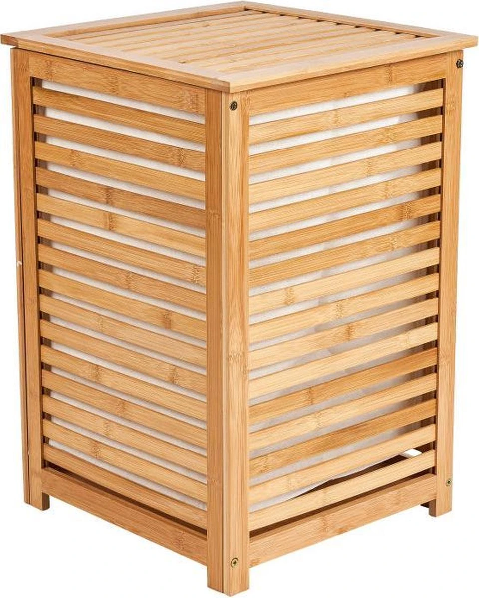 Bamboo - Luxe Wasmand - Bamboe - Wasbare Zak - Met Deksel 3 Bamboo - Luxe Wasmand - Bamboe - Wasbare Zak - Met Deksel