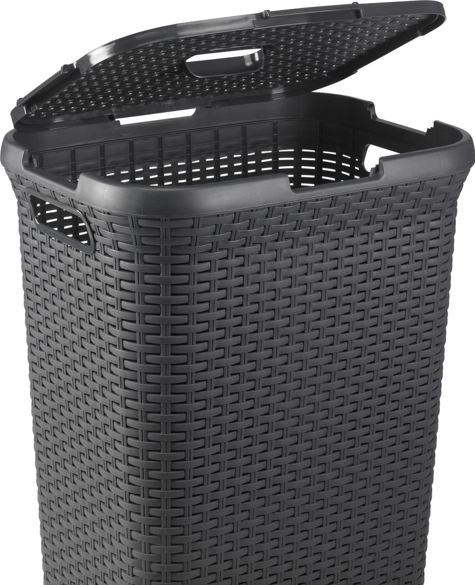 Curver Style Wasmand Met Deksel - 60L - Antraciet 7 Curver Style Wasmand Met Deksel - 60L - Antraciet - Afbeelding 5