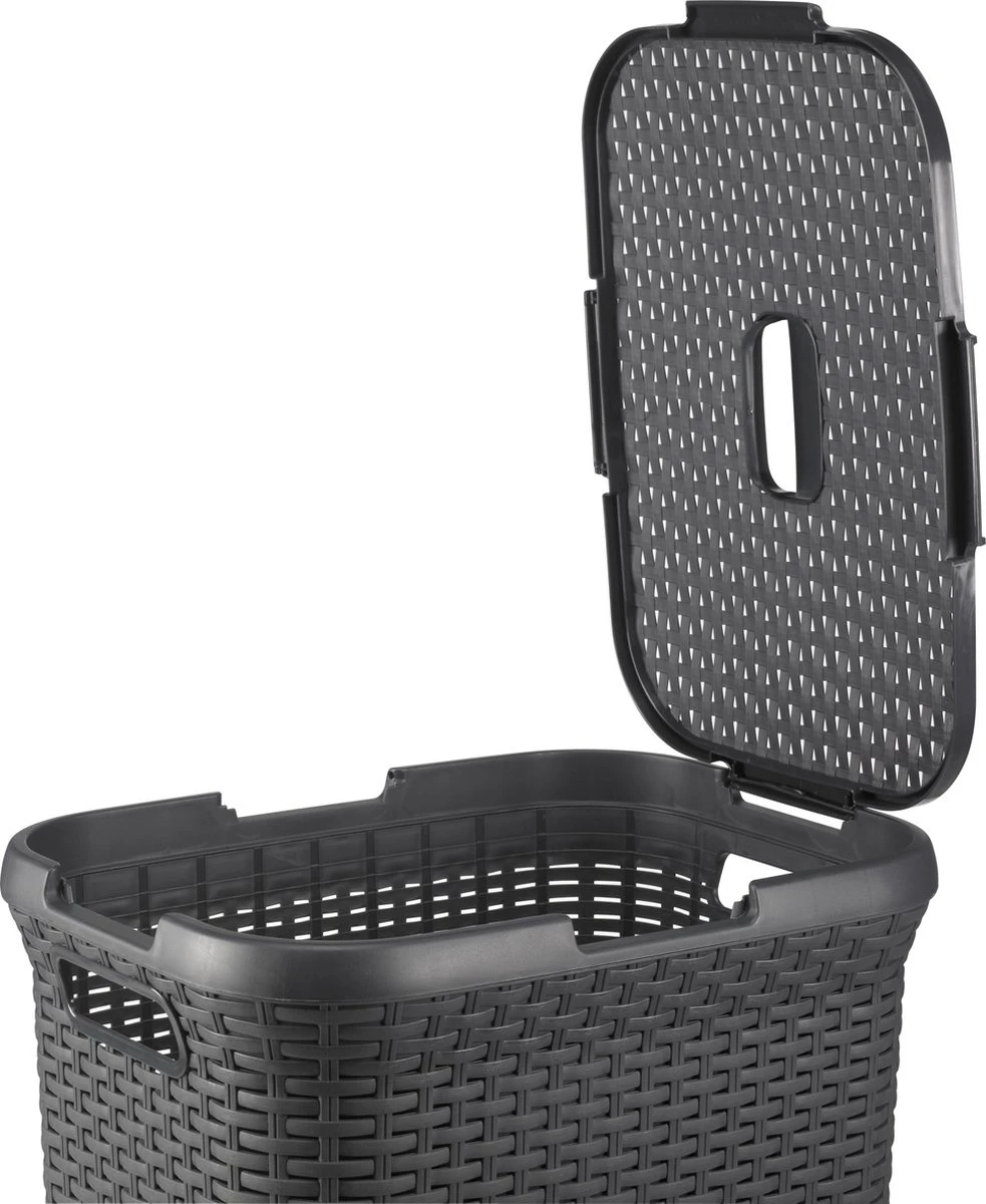 Curver Style Wasmand Met Deksel - 60L - Antraciet 14 Curver Style Wasmand Met Deksel - 60L - Antraciet - Afbeelding 12