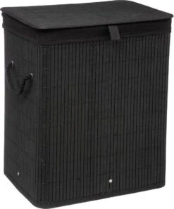 Mdxl® Bamboe Wasmand Zwart / Badkamer / Opvouwbaar / Mand Voor Wasgoed / Met Deksel / Met Handvaten / 60L -Huishoudelijke Artikelen Winkel 997x1200 5